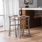 3 Piece Dining Set Metal Table And 2 Chairs Kitchen Dining Room Furniture Brown