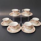 Set Of 6 Vintage Gold Castle Hostess Demitasse Tea Cups   Saucers Japan 2oz