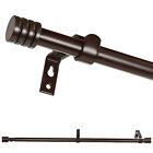  5 8 Inch Telescoping Single Drapery Rod  Black  End Cap Finials  28 -120 