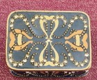 Vintage Enameled Crystal Trinket Jewelry Box With Lid Rhinestones 