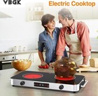 Electric Radiant Cooktop 2 Burner Portable Electric Stove Top Knob Control 110v