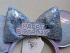 Disney Parks Happy Birthday Ears Sequin Removable Bow Headband New