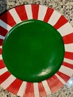Christmas Green Plate Chargers With Red And White Stripped Trim  Set Of 6