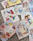 Vintage Unused Set 33 Lot Assorted Mid Century Greeting Cards Texture Floral E