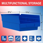 30130 Heavy Duty Plastic Shelf Bins  12 x 6 5 x 4   Blue  12-pk