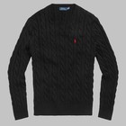 New - Polo Ralph Lauren Men s Cable-knit Crew Cotton Sweater    Black   M - Xxl