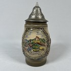Vintage Original King Hand Painted German Beer Stein Mug Metal Lid 7in Germany