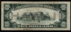 1934-a  10 Ten Dollar Brown Seal Hawaii Emergency Issue Note Circulated Vf