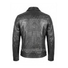 Men   s Black Crocodile Embossed Leather Jacket Real Cowhide Biker Slim Fit