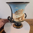 Hand Painted Grecian Urn Vase W Handles Parthenon Scene Handmade Ceramic Greece 