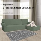 Easy-going Stretch Sofa Slipcover 2 Pieces L-shaped Sofa Cover Sectional Couch