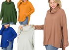 1x 2x 3x Women s Cowl Turtle Neck Brushed Thermal Waffle Knit Warm Top Sweater