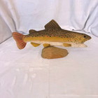 Vintage Hand Carved Wooden Trout Display Fish 12     Fishing Lodge Cabin Office