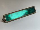 Vintage Triangular Emerald Green Stained Glass   Brass Kaleidoscope