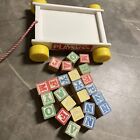 Vintage Playskool Wagon Pull Along Toy Cart With Wooden Letter Blocks