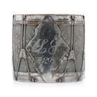 Antique Gar Drum Napkin Ring Grand Army Of The Republic Boston 1892 Silverplated