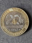 1992 France 20 Francs Tri-metallic Coin Mont St  Michel Abbey  Fc103