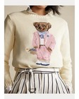 Nwt Ralph Lauren Cream And Pink Picnic Polo Bear Sweater