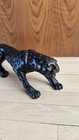 Vintage Black Panther Leopard Wood Decorative Figurine Collectible Sculpture