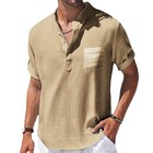 Men s Summer Casual Linen Shirt Breathable Pocket Style Summer Beach Trendy Gift