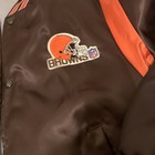 Vtg Rare Large Size Clevelandbrowns Nfl Satin Stadium Jacket Fibergras Swingster