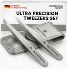 Professional Tweezers Set - Slant   Point  Ultra Precision Stainless Steel For E