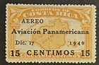 Travelstamps  Costa Rica Air Mail Op Stamp 1940 Scott  c55 Mint Mogh