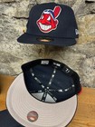 Cleveland Indians Wahoo New Era Fitted Club 59fifty Feather Hat Navy Solid 2tone