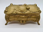 Vintage Pot Metal Jewelry Casket Gold Tone Painted Finish 8  By 3  By 4 25 