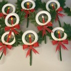 Vintage Christmas Candle W Holly And Bow Cupcake Picks Toppers Plastic Hong Kong