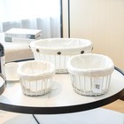   Oval Wicker Storage Basket With Lining   large White 