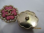 Chanel 2 Pink Buttons Faux Pearl    With Gold Tone Metal Cc 22mm  lot 2