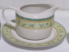 Pfaltzgraff French Quarter Gravy Boat With Under Plate And Salt pepper Shakers