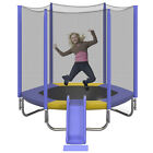 7 Ft Round Trampoline For Kids W  Safety Enclosure Net Ladder Outdoor Trampoline