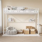 Loft Bed Twin Size  Heavy Duty Metal Loft Bed Frame W ladder  Space-saving White