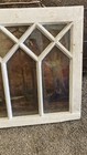Antique Victorian Diamond Pane Cathedral Wood Window Art Deco Period Transom