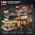 1 64 Diorama Diecast Garage Model Led Lighting Parking Lot Display Case Scene Us