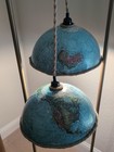 Upcycled World Globe Pendant Light Fixture Featuring Two Halves Vintage Globe