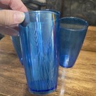 Vintage Wheat Pattern Plastic Tumblers - Set Of 4  Blue  Mid-century Retro Cups
