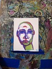 Blue Eyes Ballpoint Ink Pen Aceo Atc Ooak Original 3 5 X 2 5 Inches