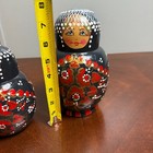 Vintage Russian Matryoshka Nesting Dolls 11 Pc Set Black Red Floral Rare