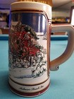 1989  Anheuser Busch  Ab  Budweiser Bud Holiday Christmas Beer Stein Clydesdales