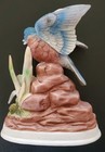 Vintage Royal Crown Signed By J Byron Porcelain Blue Bird  Flowers Figurine 6 