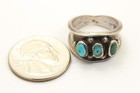 Vintage Navajo Sterling Silver Old Pawn 3-turquoise Row Band Ring Sz7 25 7 5