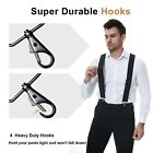 Black Suspenders For Men Heavy Duty Clips Adjustable X-back Work Braces Hook    