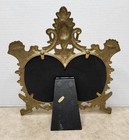 Vintage Victorian Brass Ornate Oval Double Photo Picture Frame W  Easel-  Patina
