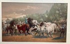 1890s Rosa Bonheur Horse Fair Stone Lithograph Ht Stock Food Co Advertise Horses