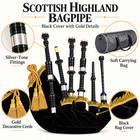Premium Acetal Scottish Highland Bagpipe Full Size Poly Complete Set Teflon