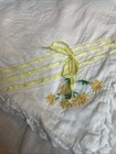 Vintage White Baby Blanket Embroidered Eyelet Lace Trim Lightweight Cotton