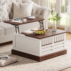 Luxury Square Lift-top Coffee Table With Flip Top Storage Wood Table Living Room